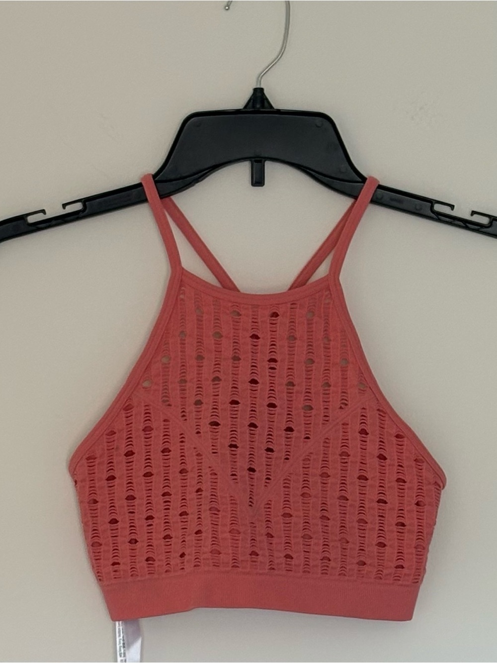 Victoria's Secret Sport VSX Seamless Laser Cut Bralette Coral Pink Crop Top Sz S